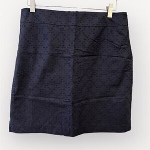 Loft Mini Skirt Skirt Polka Dot Texture Womens Sz. 6 Petite Black Zip Preppy